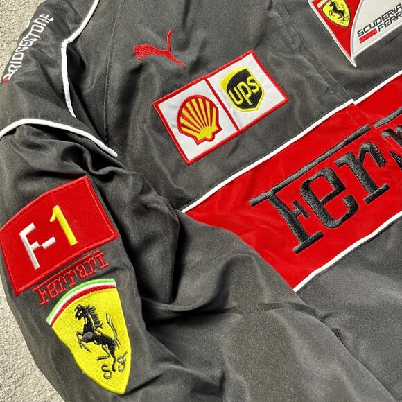 Ferrari F1 Racing Jacket Unisex BNWT Red and Black Insulated Embroidered Logo - Picture 2 of 6